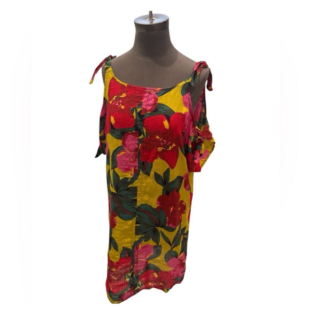 Michelle Belau 100% Linen Floral Dress L